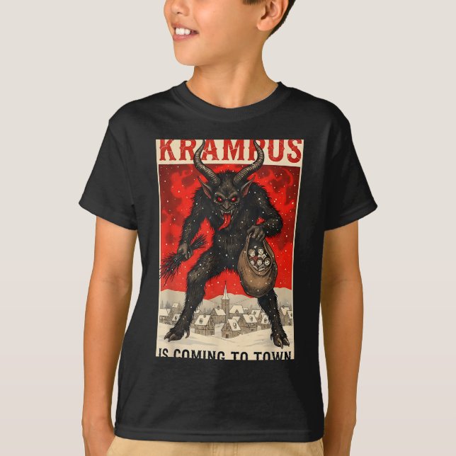 Camiseta Krampus Is Coming To Town Christmas Horror Holiday (Frente)