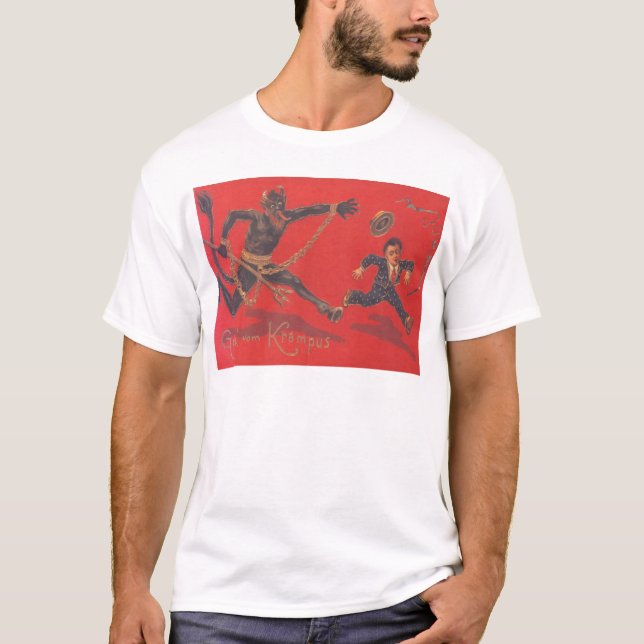 Camiseta Krampus Perseguindo Criança (Frente)