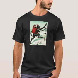 Camiseta Krampus perseguindo crianças ruins neve de inverno