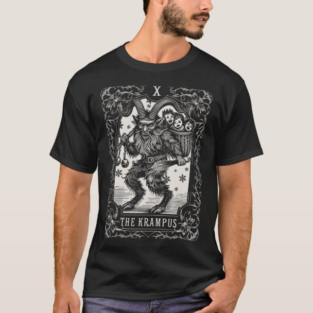 Camiseta Krampus Tarot Card Design Christmas Season Evil Pa (Frente)