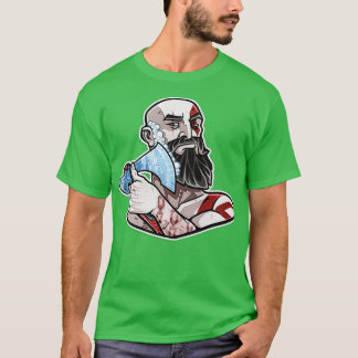 Camiseta Kratos se barbeando com seu Ax