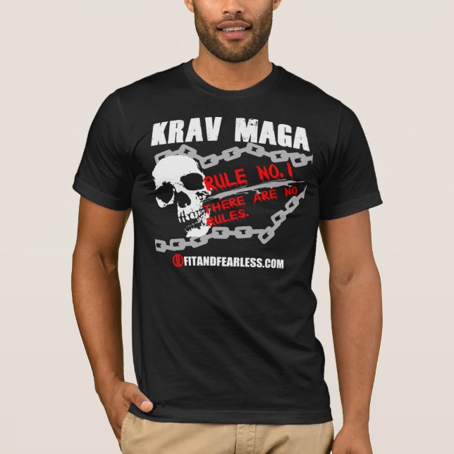 Camiseta Krav Maga - no. 1 da regra - ajustado e sem medo (Frente)