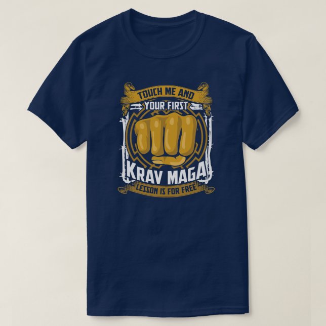 Camiseta Krav Maga para homens lutando contra a autodefesa  (Frente do Design)