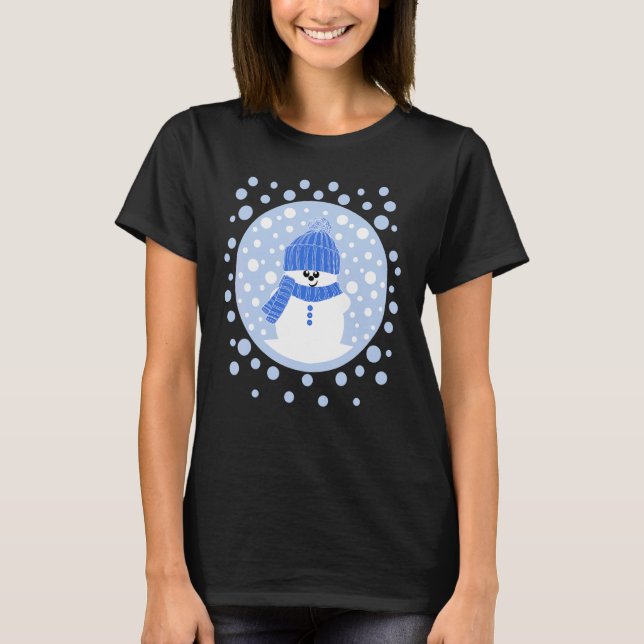 Camiseta Krimbles Diverte Dotty Snowman Com Blue Wooly Hat  (Frente)