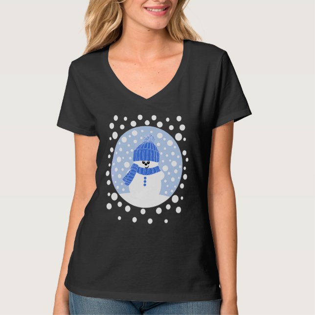 Camiseta Krimbles Diverte Snowman Com Blue Wooly Hat An (Frente)