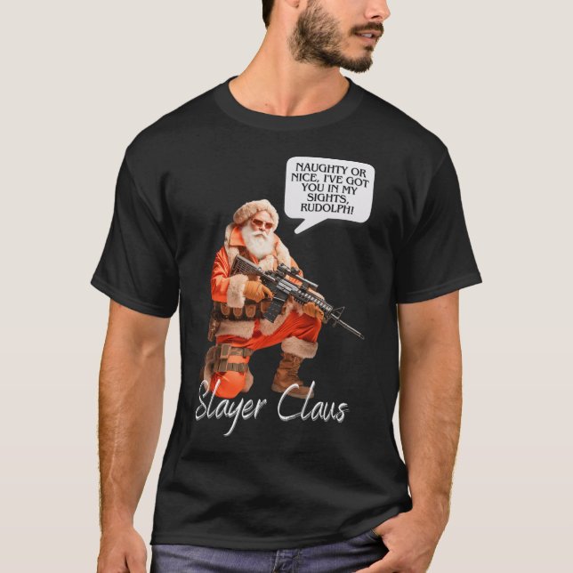 Camiseta Kris Kringle Festivo Caça Xmas Santa Claus Camo (Frente)