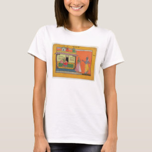 Camiseta Krishna chegando à casa de Radha, ilustração para