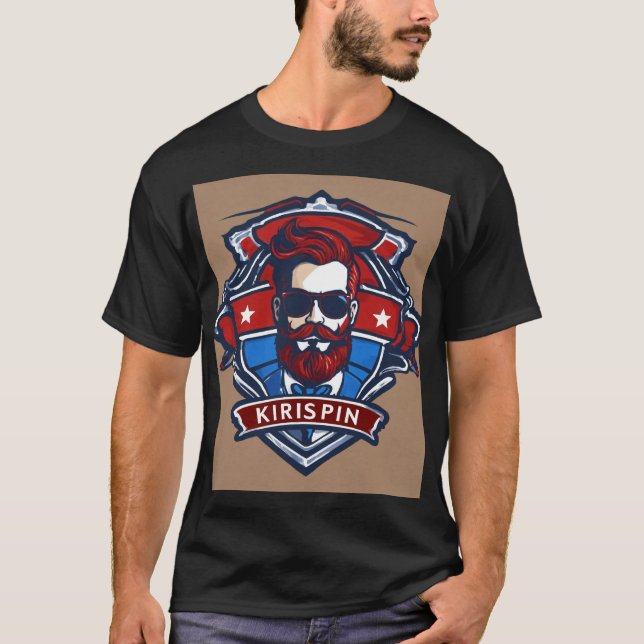 Camiseta Krispin Cuts: Logotipo de barbeiro Comprado (Frente)