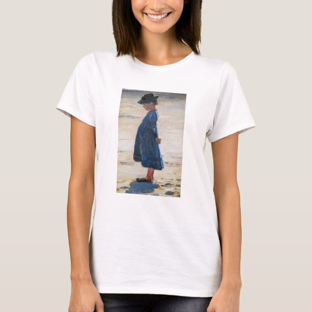 Camiseta Kroyer - Menina parada em Skagen Beach (Frente)