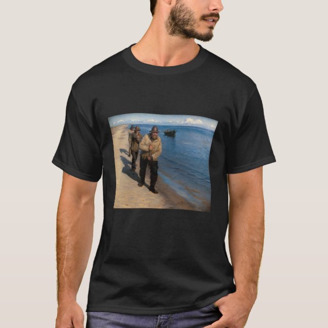Camiseta Kroyer - Três pescadores puxando um barco (Frente)