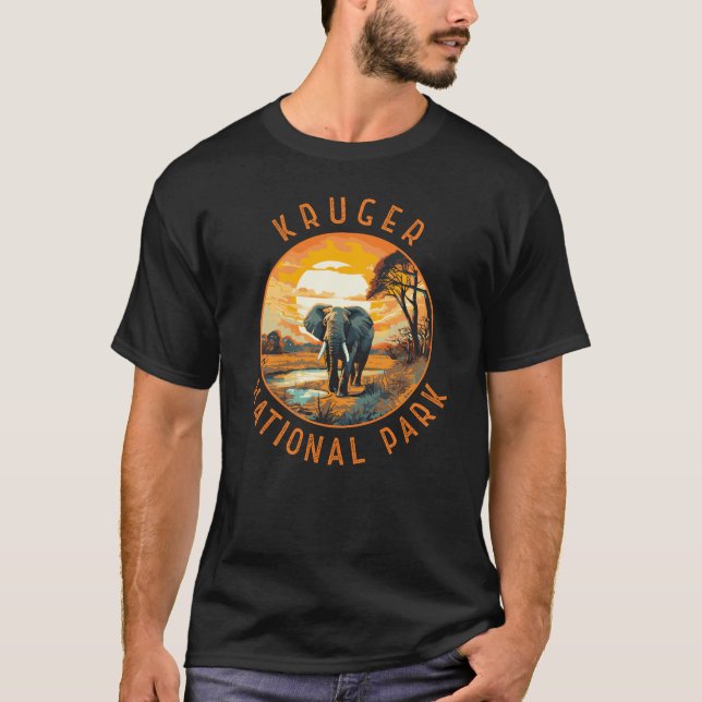 Camiseta Kruger National Park South Africa Elephant Retro (Frente)