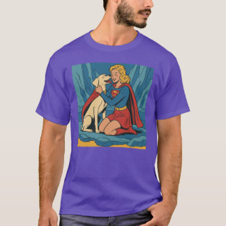 Camiseta Krypto Meets Supergirl Enthusiastic Hug gift retro