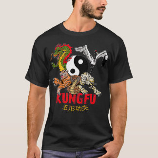 Camiseta Kung Fu 5 Animais Forme Cargueira-Tigre Cobra