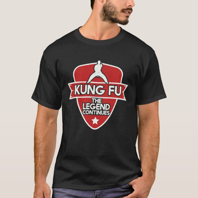 Camiseta Kung Fu A Lenda Continua Os Combatentes De Kung Fu (Frente)