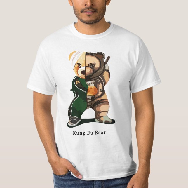 Camiseta Kung Fu Bear Impressão (Frente)