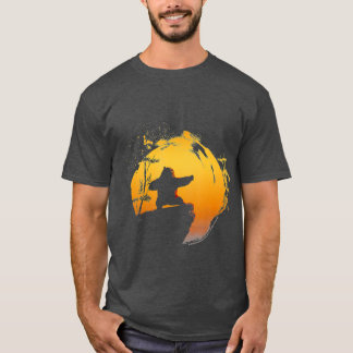 Camiseta Kung Fu Bear Poai Chi Sunset Silhouette girl funny