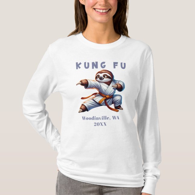 Camiseta Kung Fu Marcial Artes Personalizadas Nome Data (Frente)