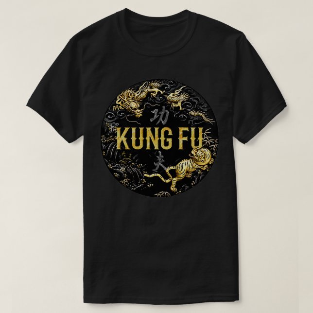 Camiseta Kung Fu Tiger e Dragão Batalha (Frente do Design)
