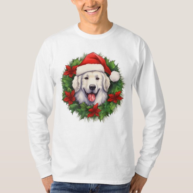 Camiseta Kuvasz Christmas Wreath (Frente)