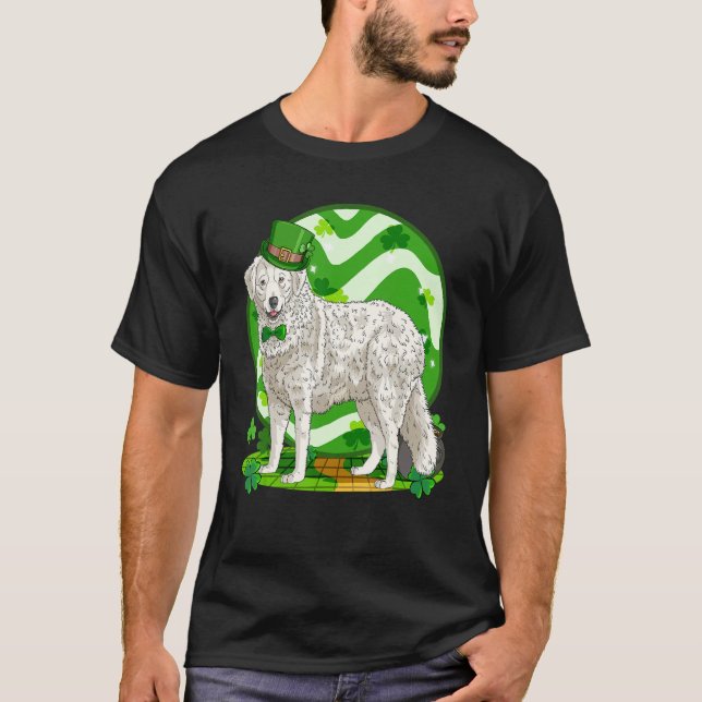 Camiseta Kuvasz Dog St Patrick's Day Leprechaun (Frente)