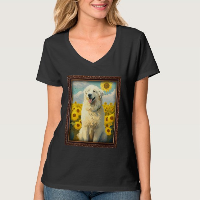 Camiseta Kuvasz Painting Sunflower Flower Mom Women Floral (Frente)