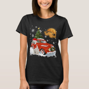 Camiseta Kuvasz Vintage Vagão Vermelho Caminhão Árvore de N