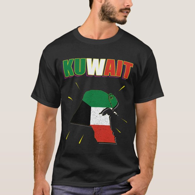 Camiseta Kuwait,mapa do Kuwait,Bandeira do Kuwait,Bandeira  (Frente)