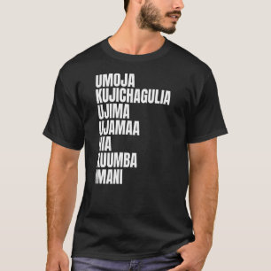 Camiseta Kwanzaa 7 Princípios Umoja Kujichagulia Ujima Ujam
