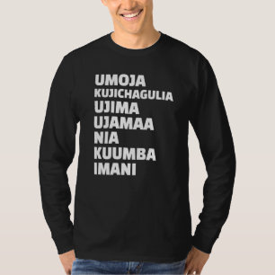 Camiseta Kwanzaa 7 Princípios Umoja Kujichagulia Ujima Ujam