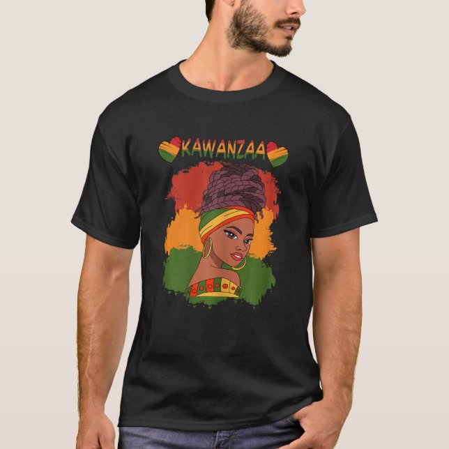 Camiseta Kwanzaa African Queen Turban Womens Kwanzaa Queen  (Frente)