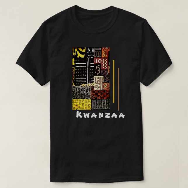 Camiseta Kwanzaa Kuba Cloth Geométrico - Tonalidade (Frente do Design)
