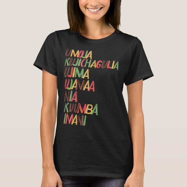 Camiseta Kwanzaa Sete Princípios (Frente)