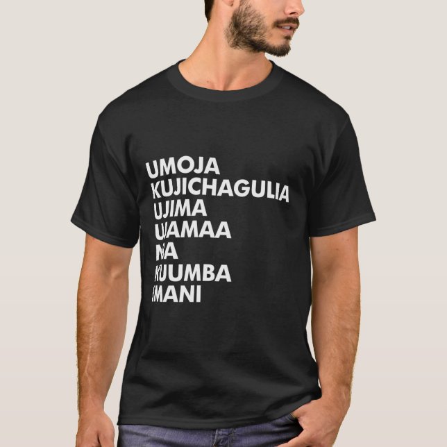 Camiseta Kwanzaa - Sete Princípios (Frente)
