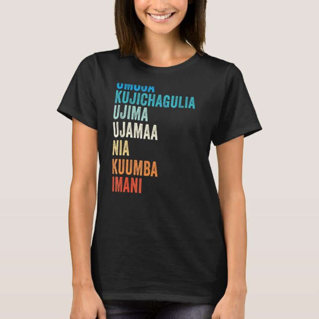 Camiseta Kwanzaa Sete Princípios 1 (Frente)