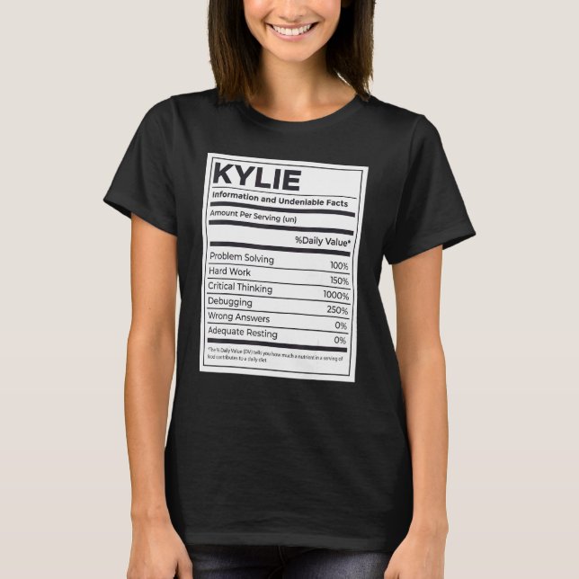Camiseta Kylie Nutrition Information Problem Solving Duro (Frente)