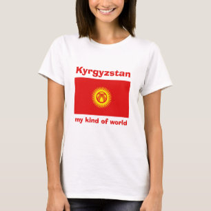 Camiseta Kyrgyzstan Bandeira + Mapa + Texto
