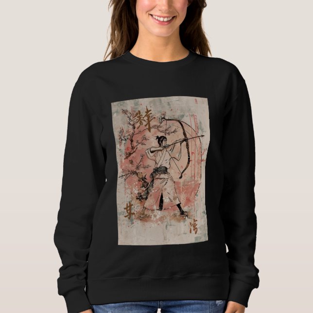 Camiseta Kyudo Archery tradicional japonês Art Cherry Blos (Frente)