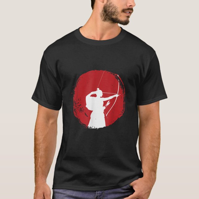 Camiseta Kyudo Japonês Archer Samurai Warrior Hunter Bowma (Frente)