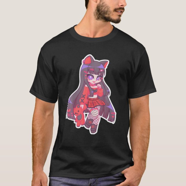 Camiseta Kyuuchandesu Emo Girl Chibi Desenhando Cat Alt Gir (Frente)