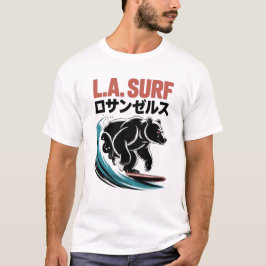 Camiseta L.A. Surf Urso Tipografia Japonesa