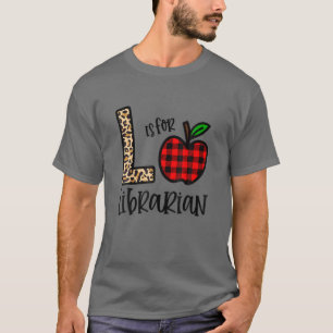 Camiseta L Is For Librarian Leopard Plaid Funny School Libr