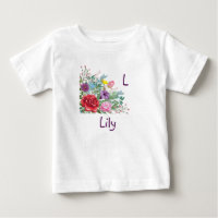 L Lily Personalize o nome da letra, Rosa Flores
