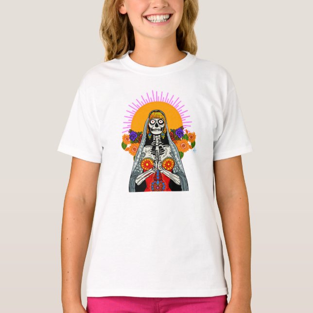 Camiseta La Catrina num estilo moderno e colorido (Frente)