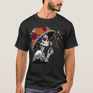 Camiseta la Catrina soprando Dente-de-leão dos Desejos