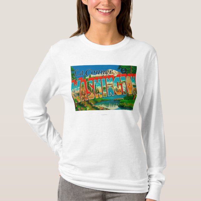 Camiseta La Conner, Washington - grandes cenas da letra (Frente)