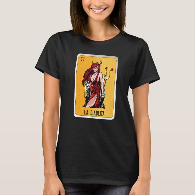 Camiseta La Diablita Mexican Slang Lottery Bingo Cards   (Frente)