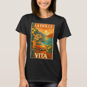 Camiseta La Dolce Vita – Cartaz de Viagem da Costa Italiana