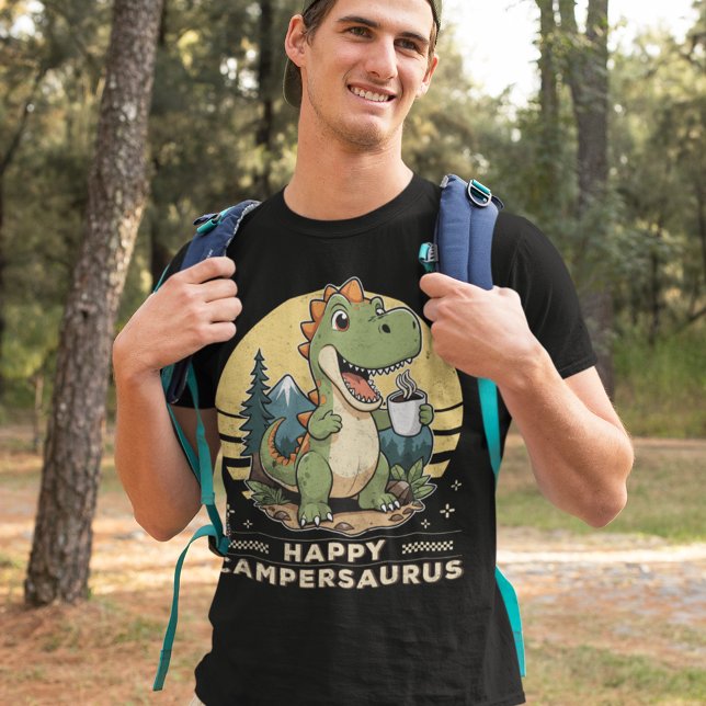 Camiseta Lá fora Dinossauro Feliz Campersaurus Engraçado Ac (Criador carregado)
