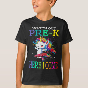 Camiseta Lá Fora Pré-k, Eu Volto A Unicórnio Para A Escola