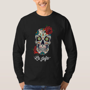 Camiseta La Jefa Floral Sugar Skull Dia De Los Muertos